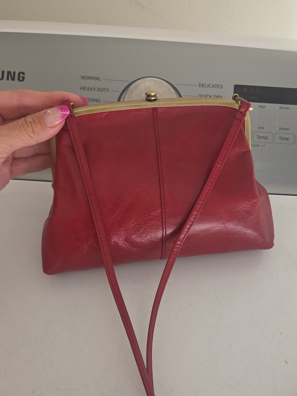 HOBO Small Red Leather Crossbody